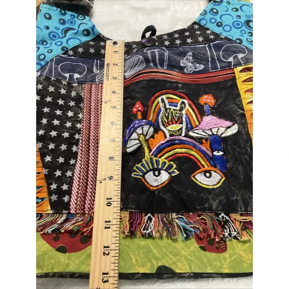 The Collection Royal Patchwork Boho Crossbody/Shoulder Bag Mushroom Hippie